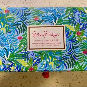 Lilly Pulitzer Votive Candle Set - Blue, Green, Pink Tropical Design